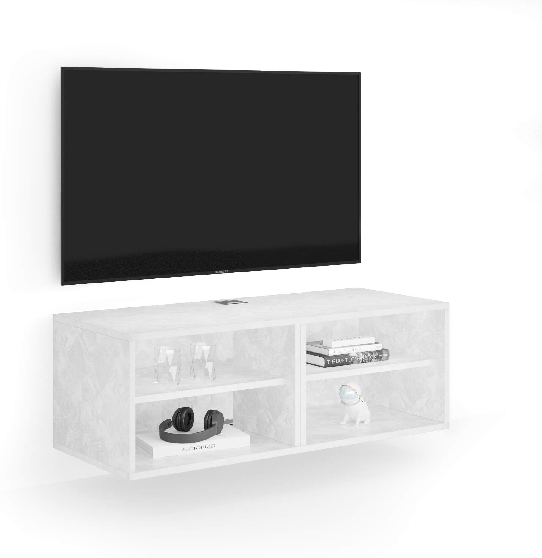 Mobili Fiver Mueble TV suspendido X, color cemento blanco