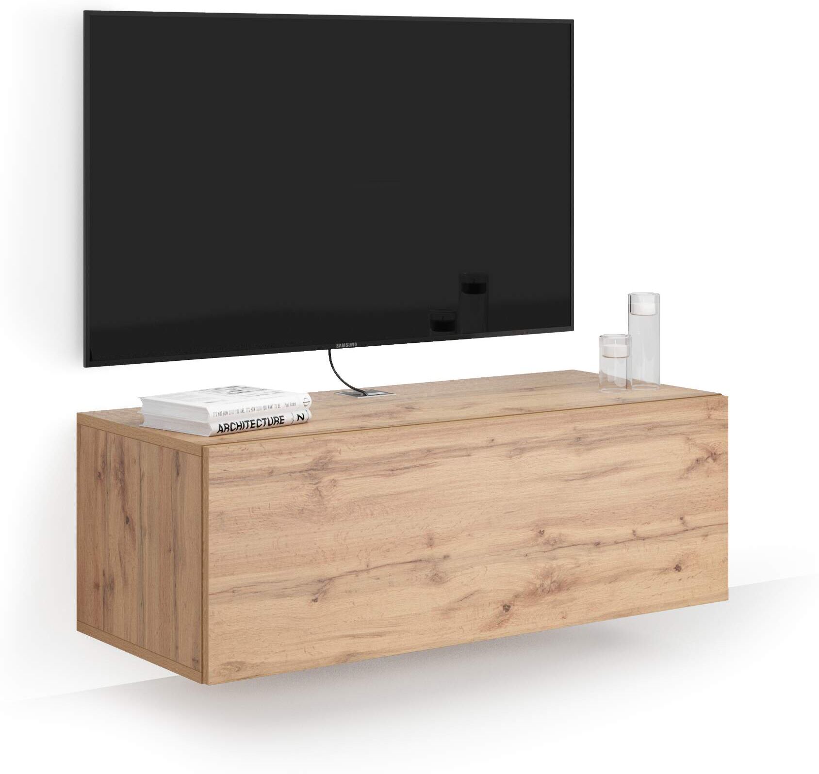 Mobili Fiver Mueble TV suspendido Easy con cajón, color madera rústica