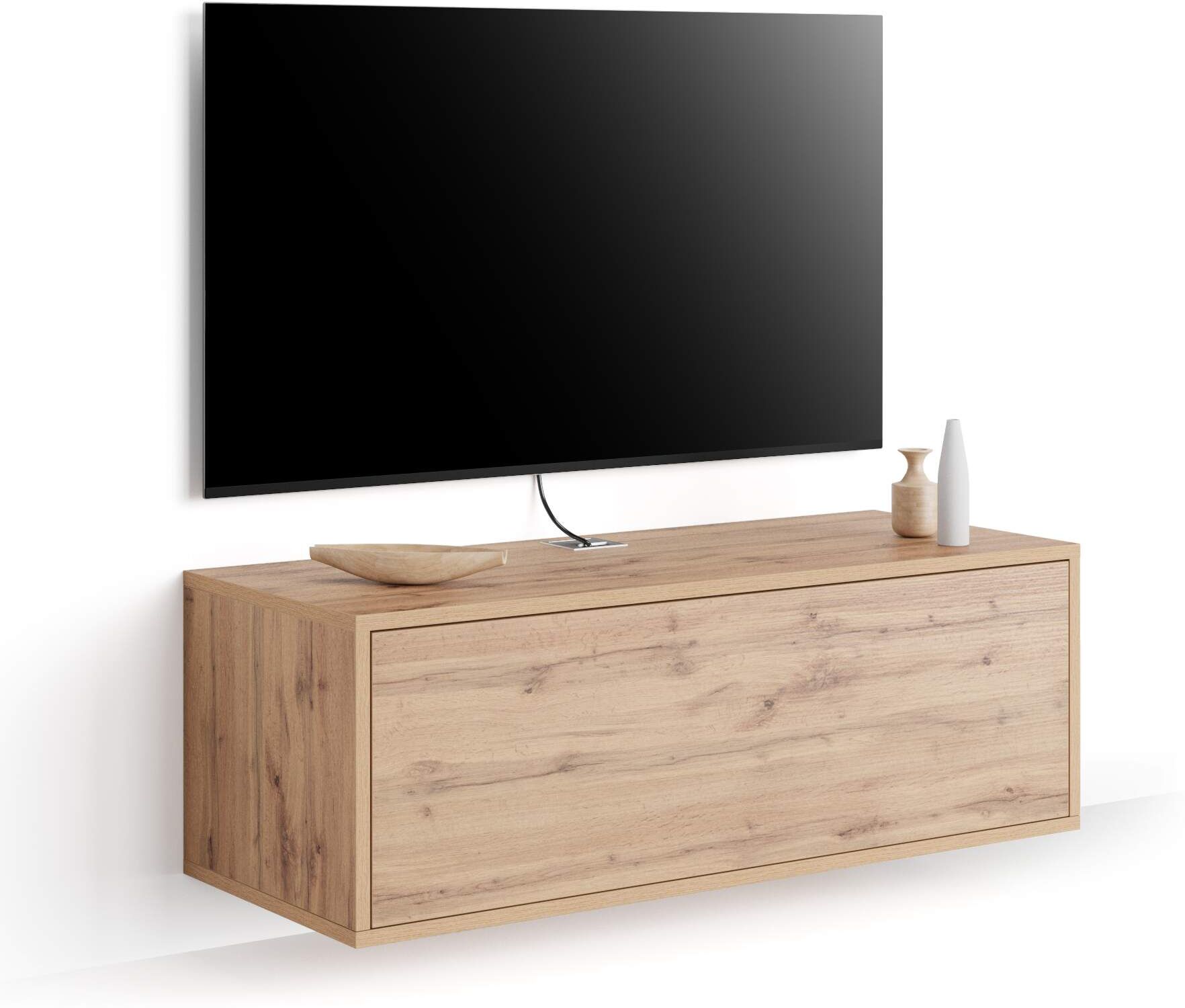 Mobili Fiver Mueble TV suspendido Iacopo con cajón, color madera rústica