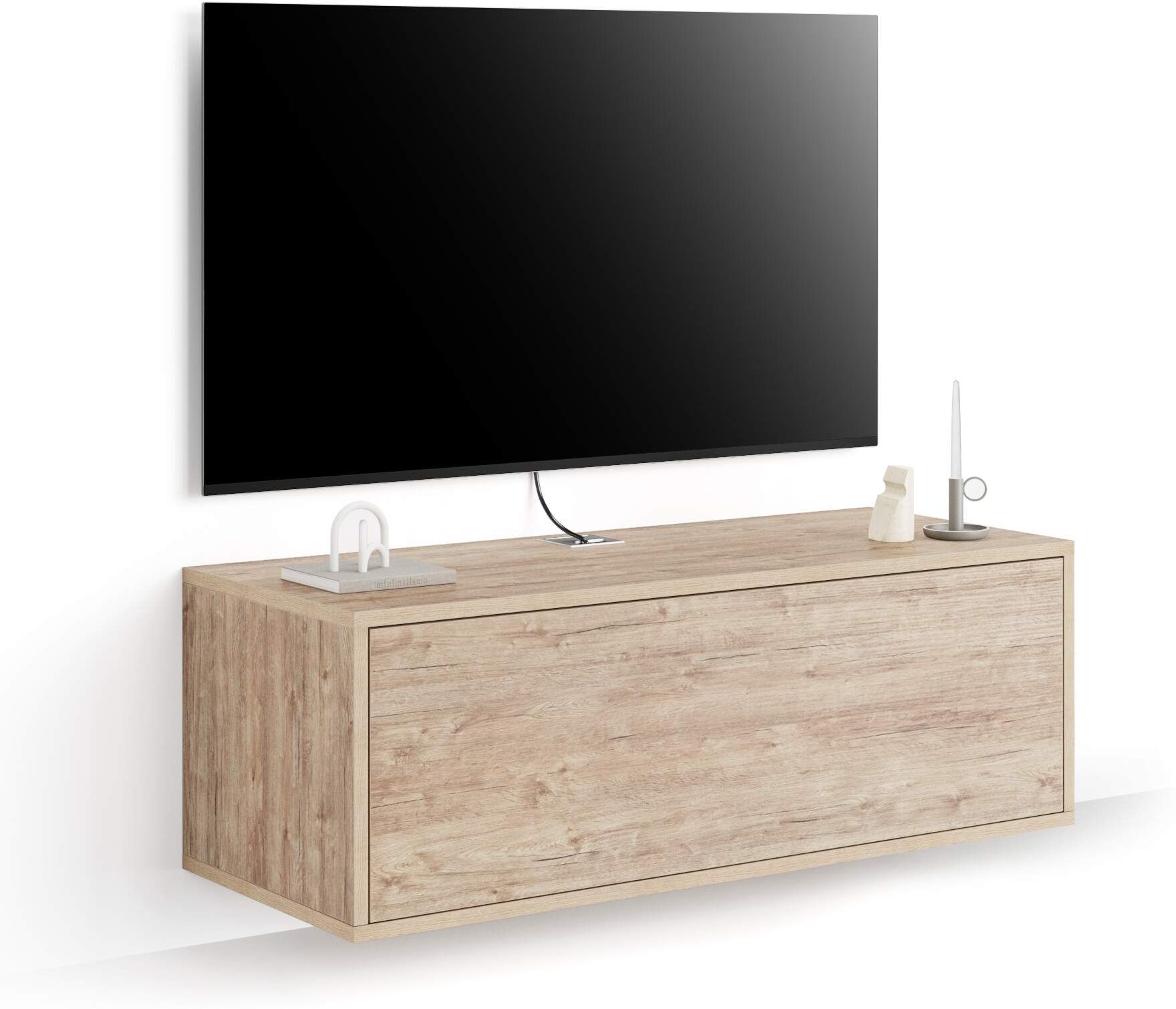 Mobili Fiver Mueble TV suspendido Iacopo con cajón, color encina