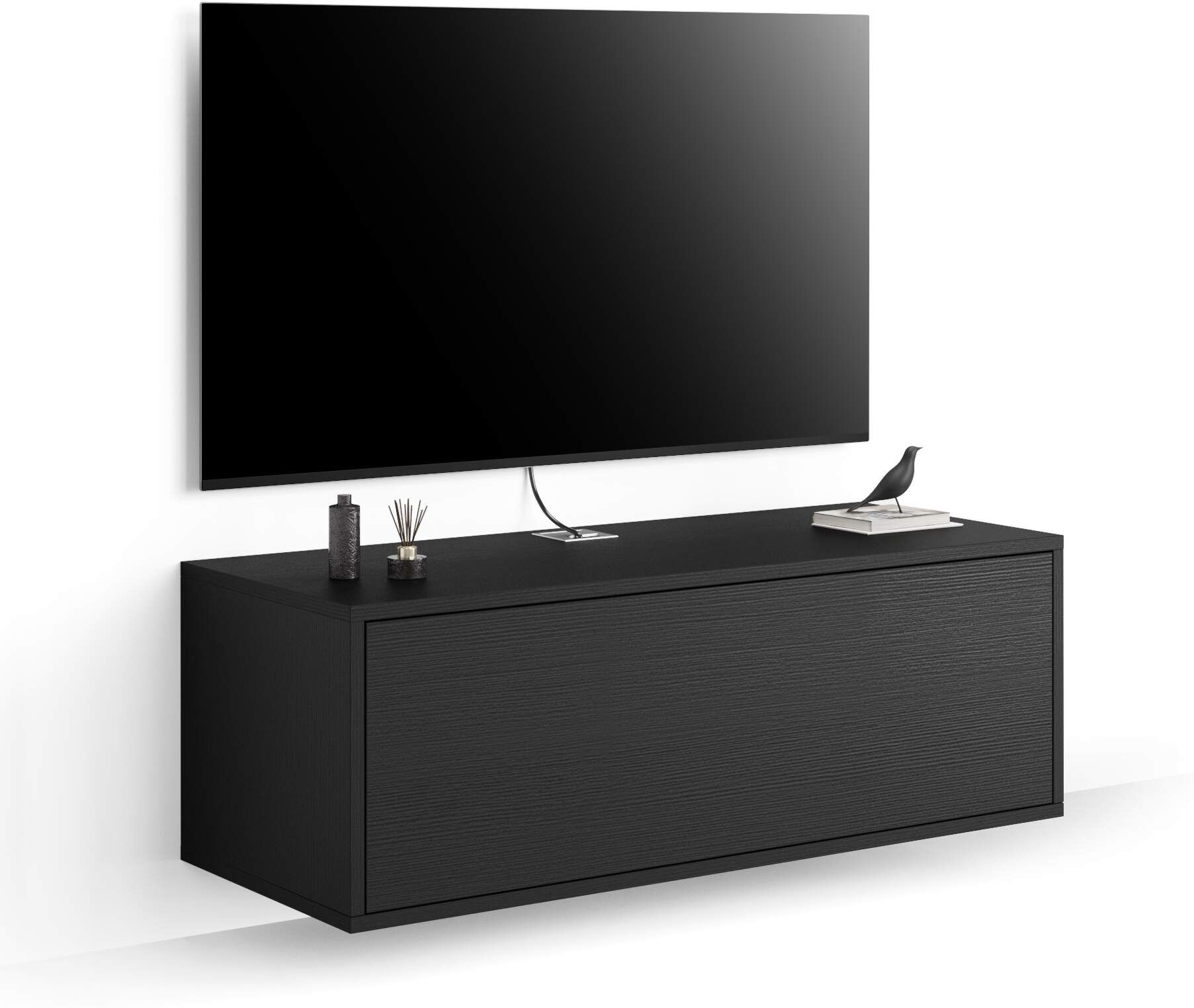 Mobili Fiver Mueble TV suspendido Iacopo con cajón, color madera negra