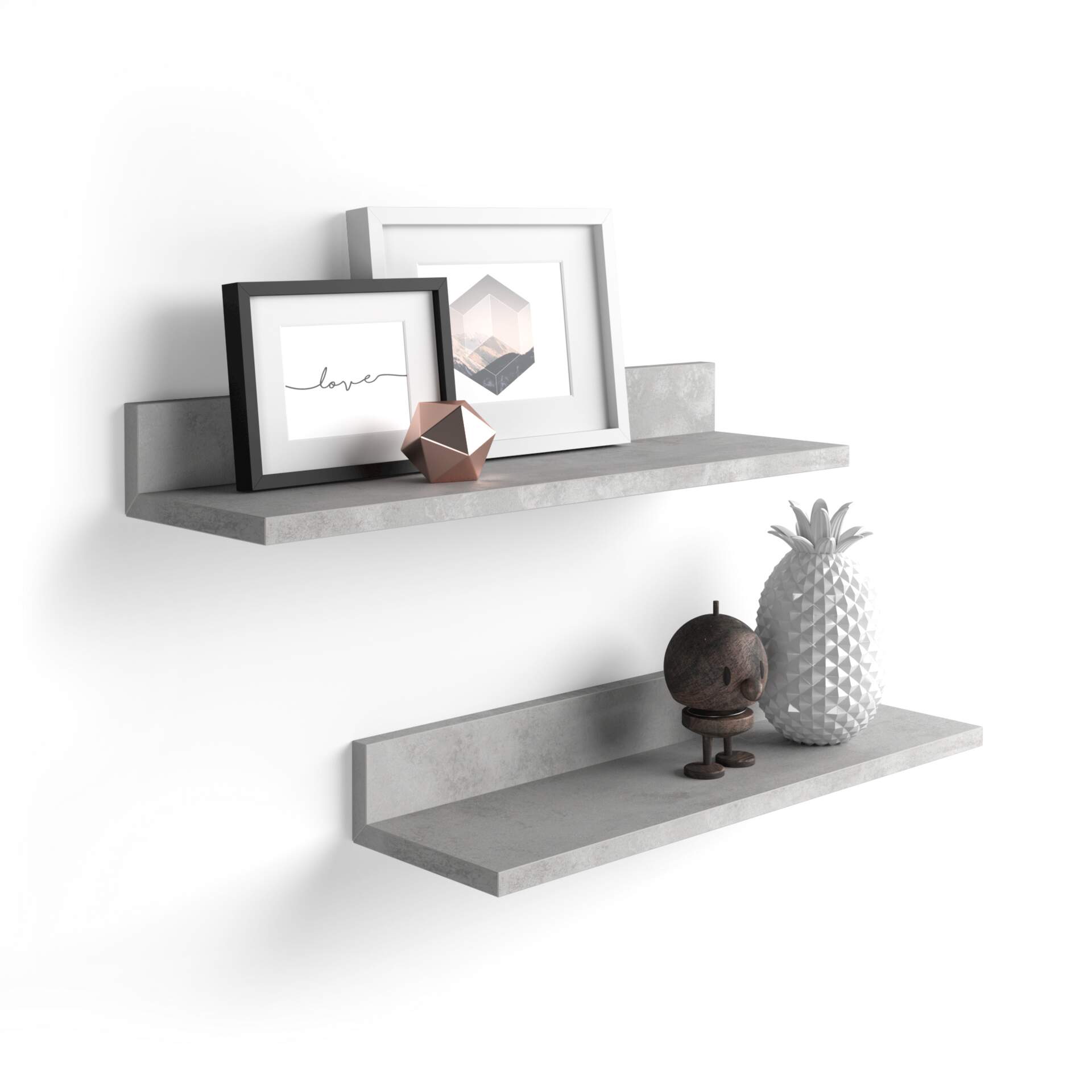 Mobili Fiver Par de estantes Rachele, de 80 cm, color Cemento gris