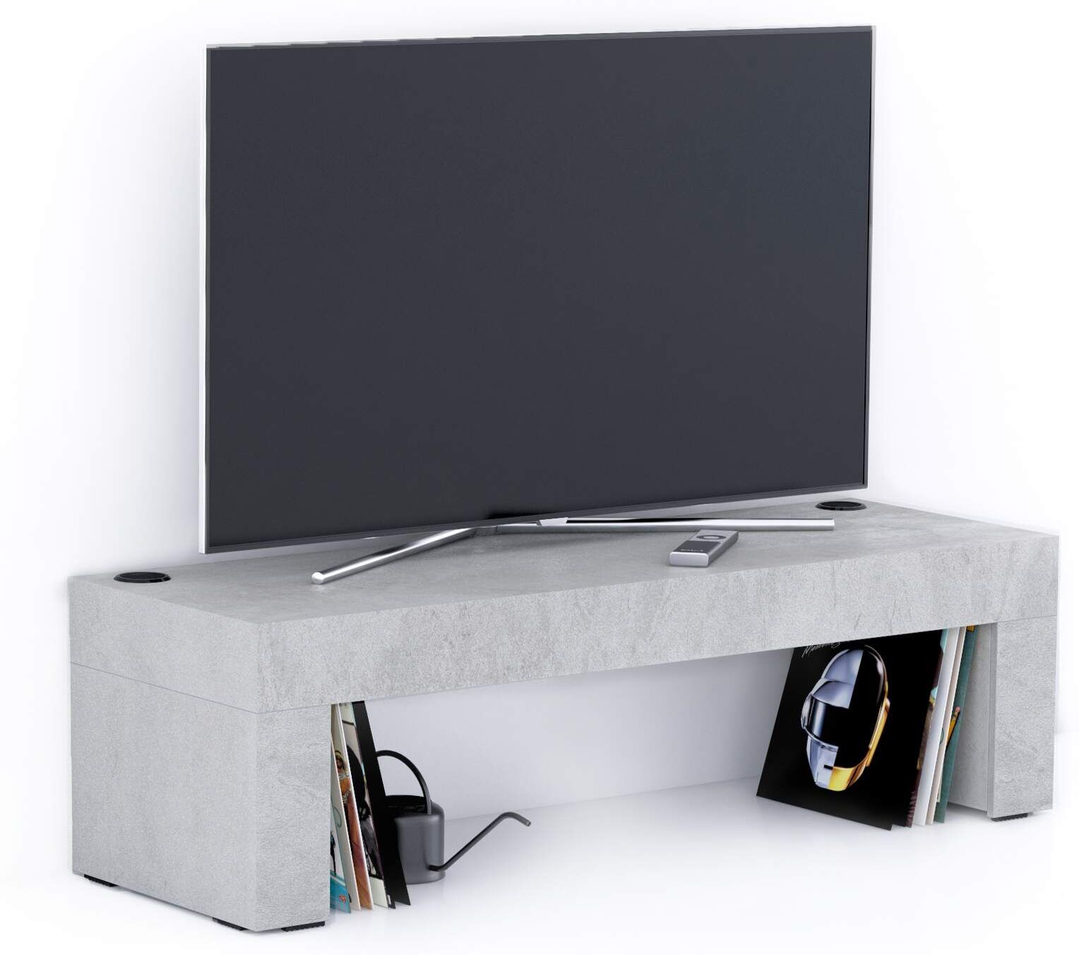 Mobili Fiver Mueble de TV Evolution 120x40, Cemento Gris con cargador inalámbrico