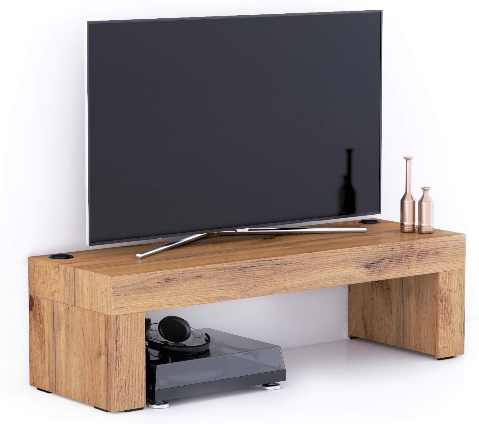 Mobili Fiver Mueble de TV Evolution 120x40, Madera Rustica con cargador inalámbrico