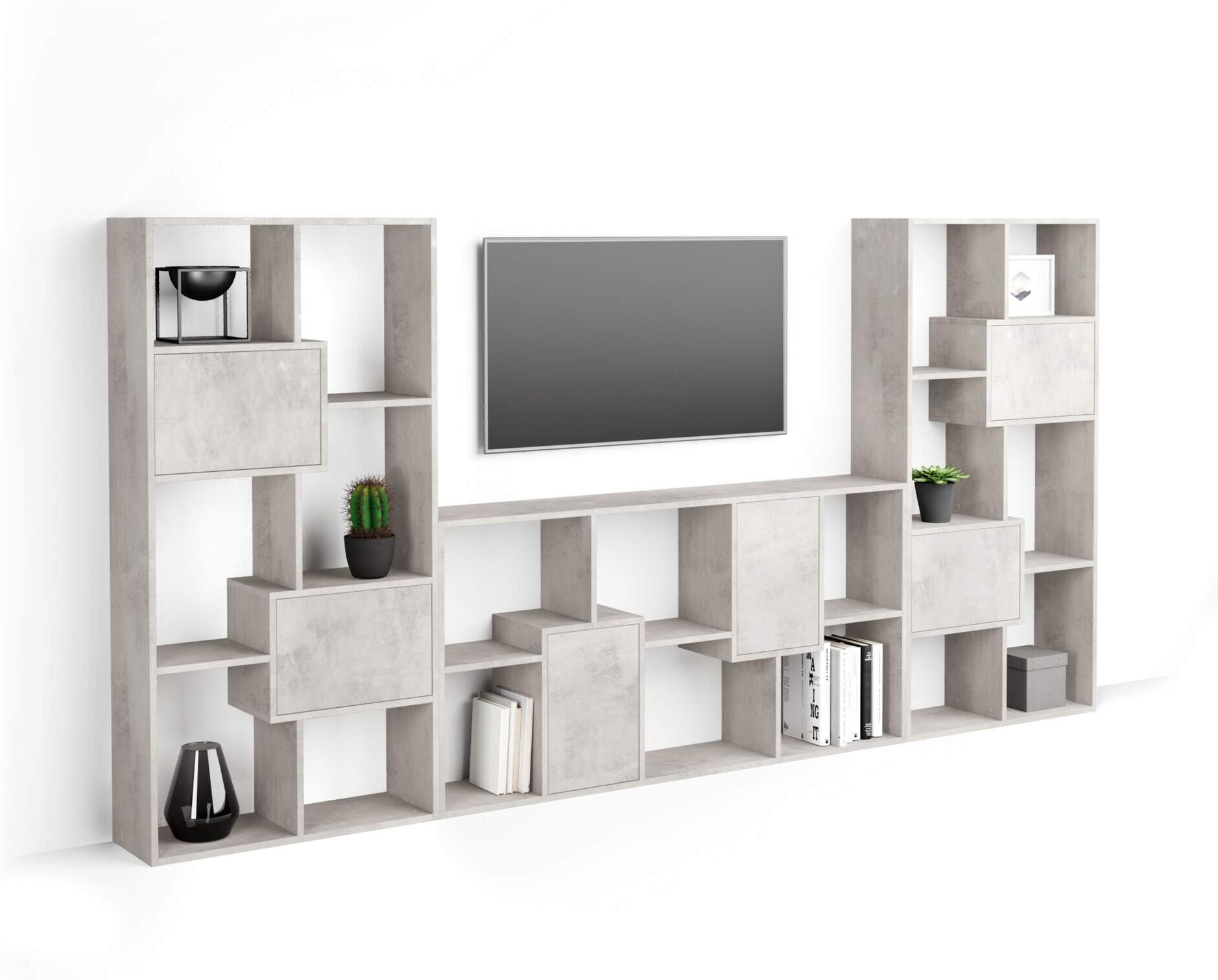 Mobili Fiver Mueble de TV con puertas Iacopo, color Cemento gris