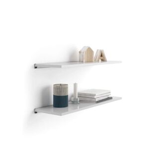 Mobili Fiver Par de estantes Evolution de 80 x 25 cm color Blanco brillante, con soporte de aluminio gris
