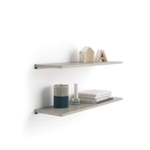 Mobili Fiver Par de estantes Evolution de 80 x 25 cm color Cemento, con soporte de aluminio gris