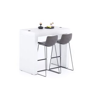 Mobili Fiver Mesa alta Evolution 120x60, fresno blanco con dos patas y cargador inalámbrico