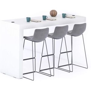 Mobili Fiver Península Evolution 180x60, Fresno Blanco con cargador inalámbrico