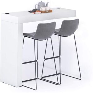 Mobili Fiver Península Evolution 120x40, Fresno Blanco con cargador inalámbrico