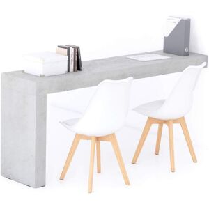 Mobili Fiver Escritorio Evolution 180x40, Cemento Gris con una pata