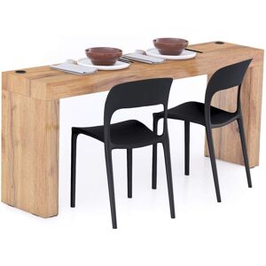 Mobili Fiver Mesa de comedor Evolution 180x40, Madera Rustica con dos patas y cargador inalámbrico