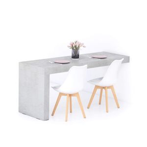 Mobili Fiver Mesa de comedor Evolution 180x60, Gris Cemento con Una Pierna