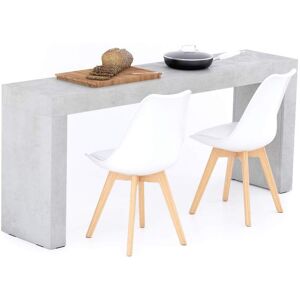 Mobili Fiver Mesa de comedor Evolution 180x40, Cemento Gris con dos patas