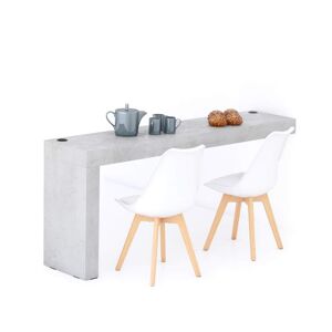 Mobili Fiver Mesa de comedor Evolution 180x40, Cemento Gris con una pata y cargador inalámbrico