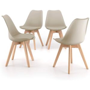 Mobili Fiver Set de 4 sillas en estilo nórdico Greta, beige