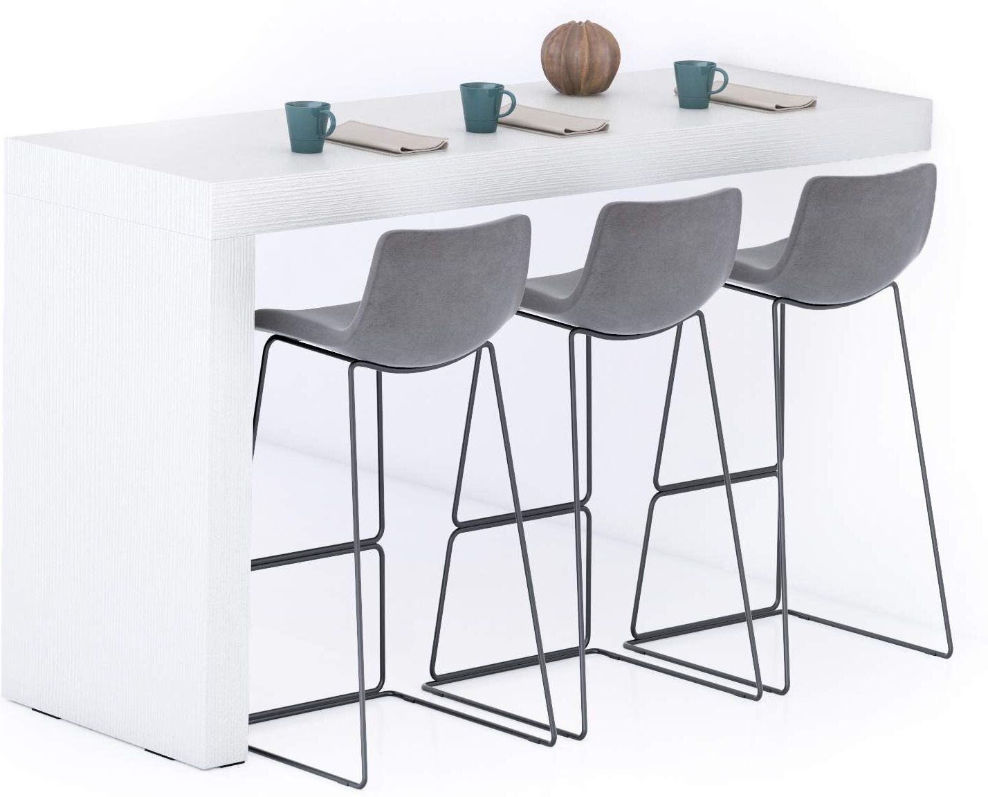 Mobili Fiver Península de Cocina Evolution 180x60, Fresno Blanco