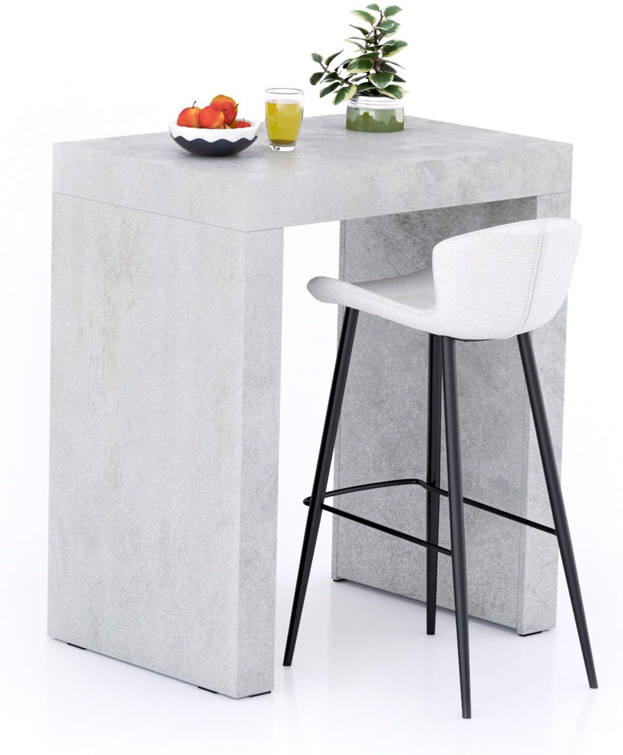 Mobili Fiver Mesa alta Evolution 90x60, Cemento Gris con dos patas