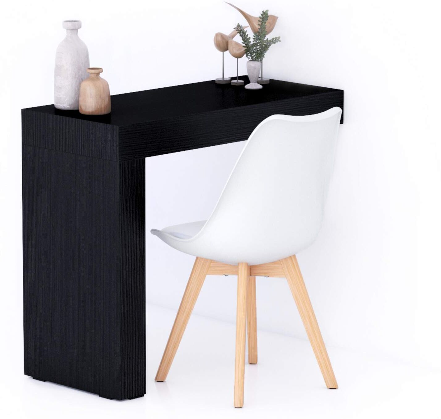 Mobili Fiver Mesa de comedor Evolution 90x40, Madera Negra con una pata