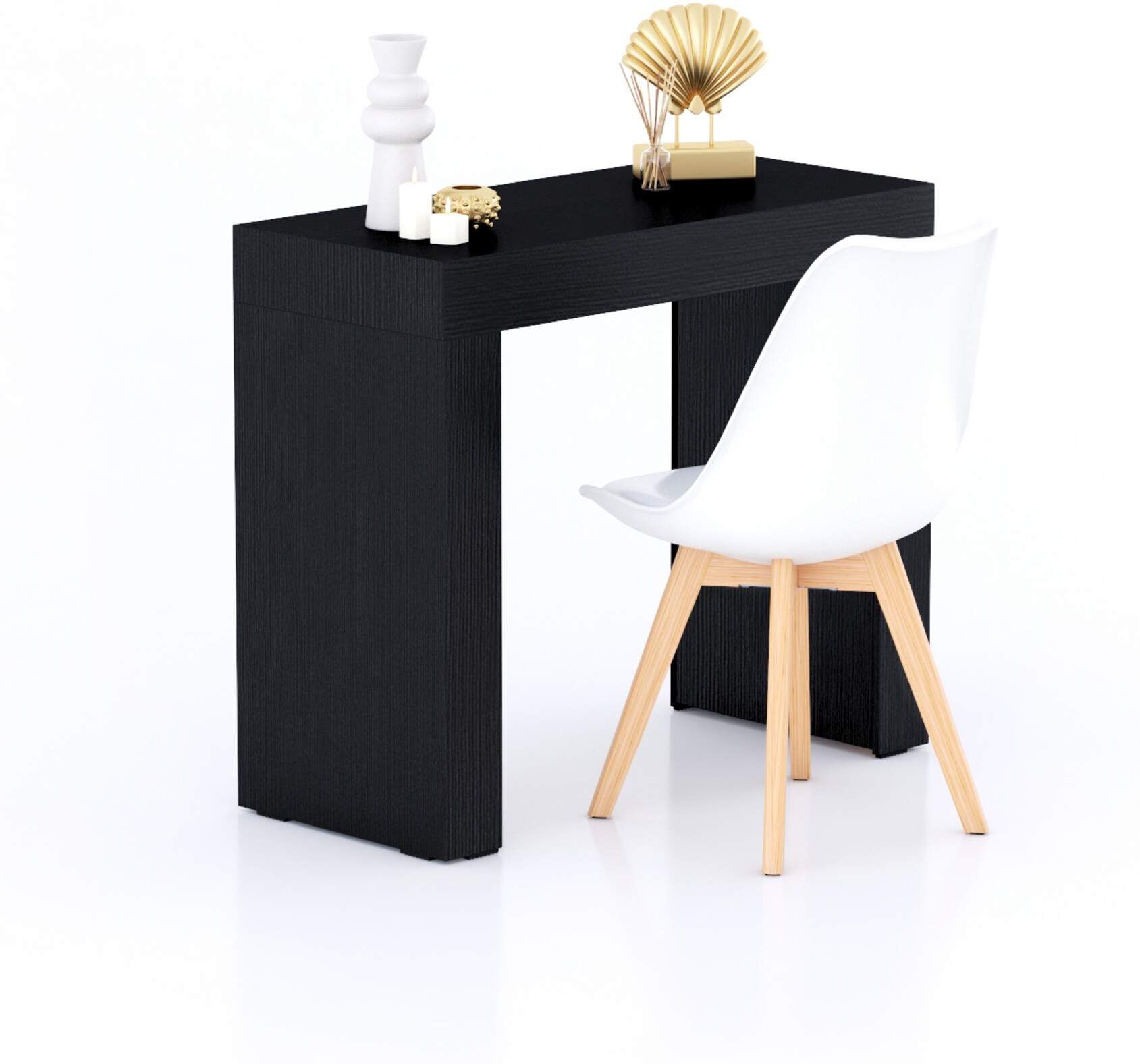 Mobili Fiver Mesa de comedor Evolution 90x40, Madera Negra con dos patas