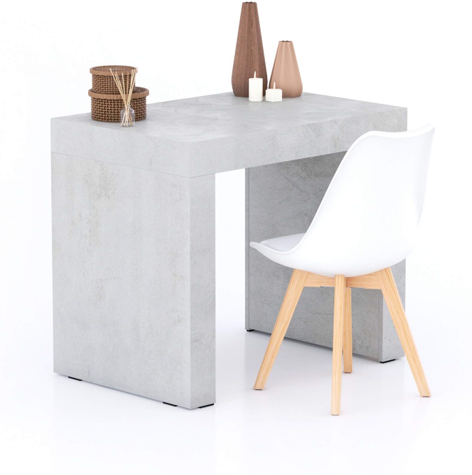 Mobili Fiver Mesa de comedor Evolution 90x60, Cemento Gris con dos patas