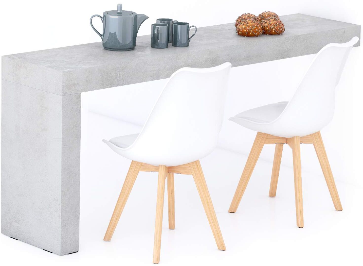 Mobili Fiver Mesa de comedor Evolution 180x40, Cemento Gris con una pata