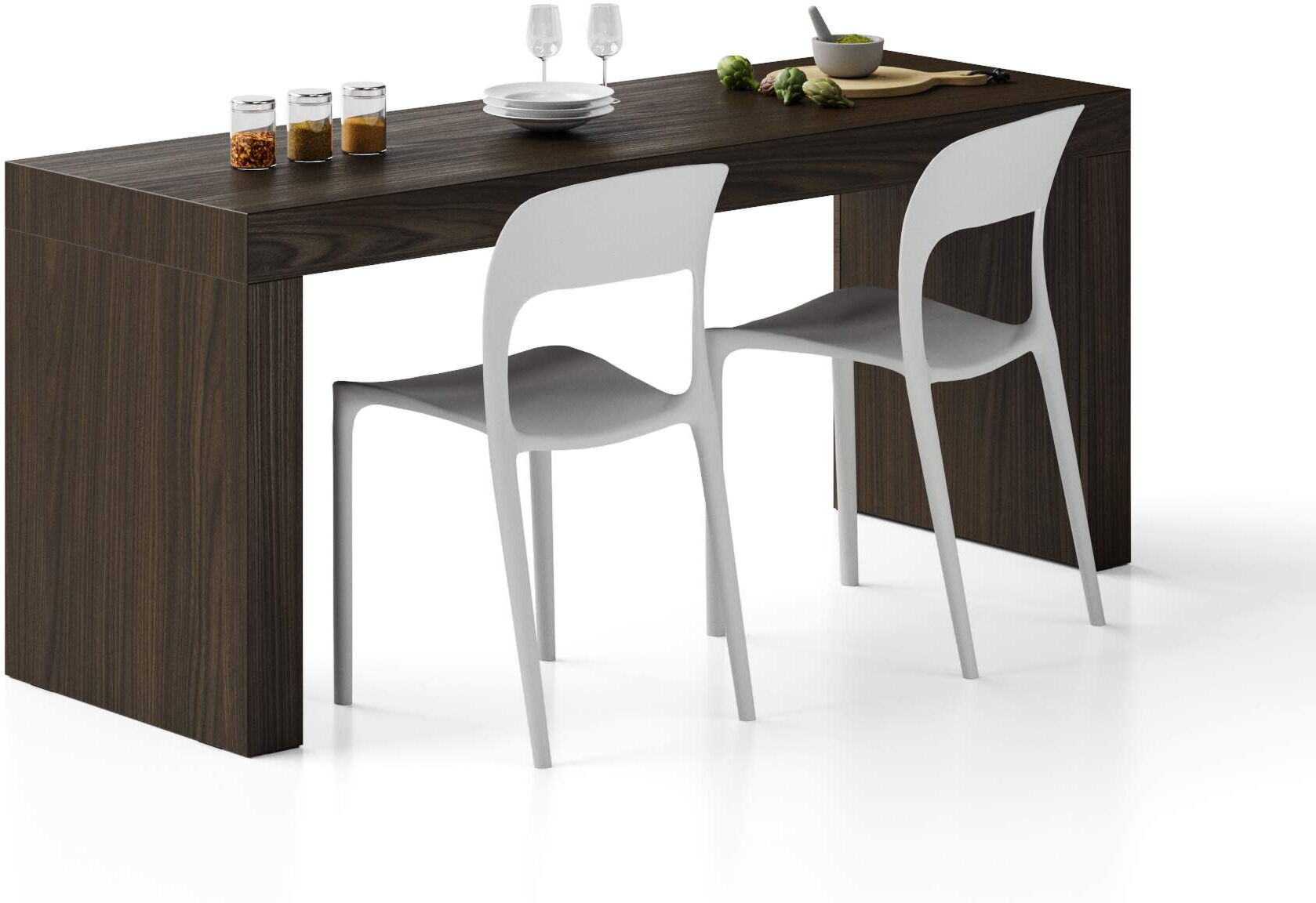 Mobili Fiver Mesa de comedor Evolution 180x60, nogal americano con dos patas