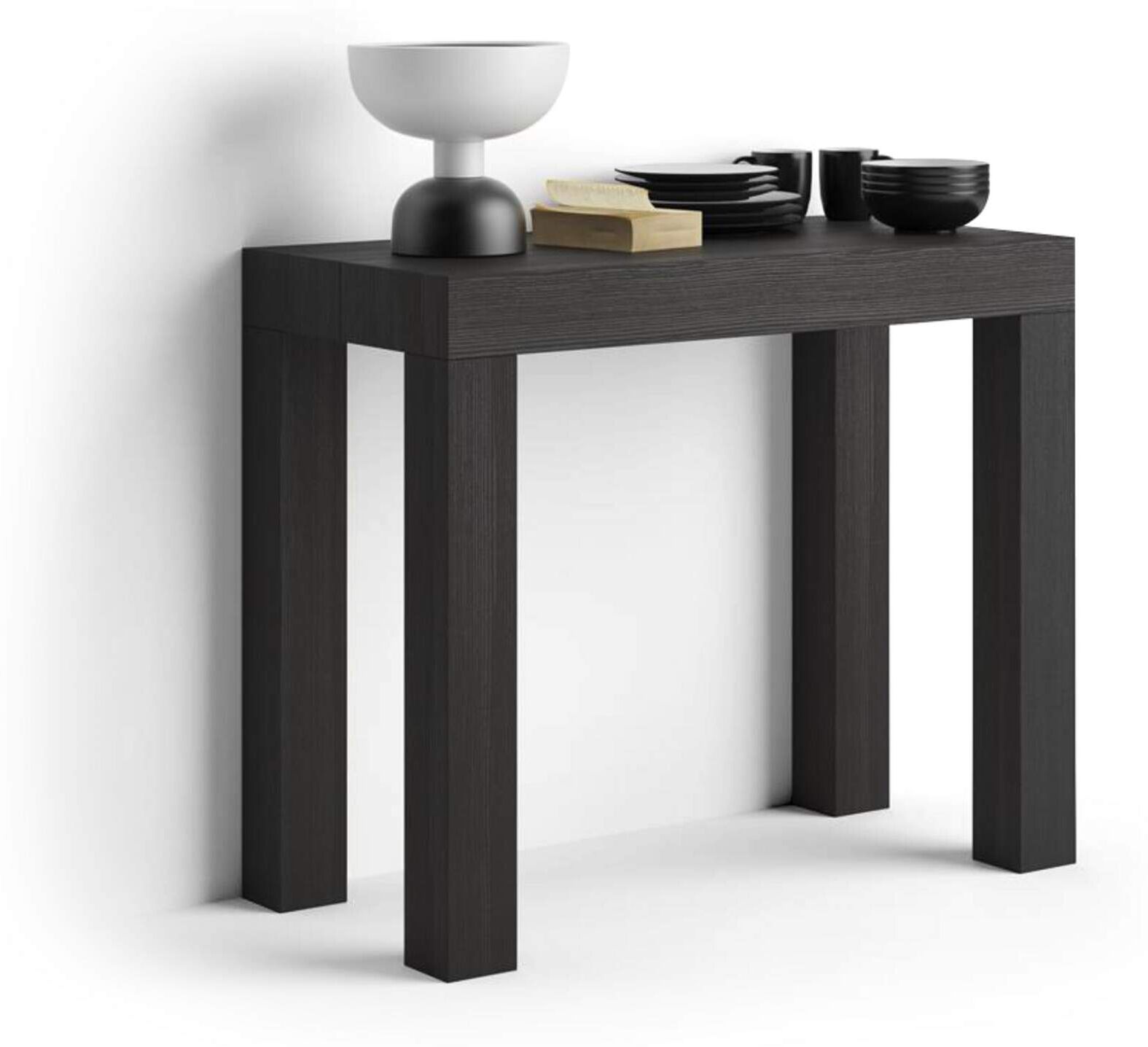 Mobili Fiver Mesa consola extensible First, 45(305)x90 cm, color Madera negra