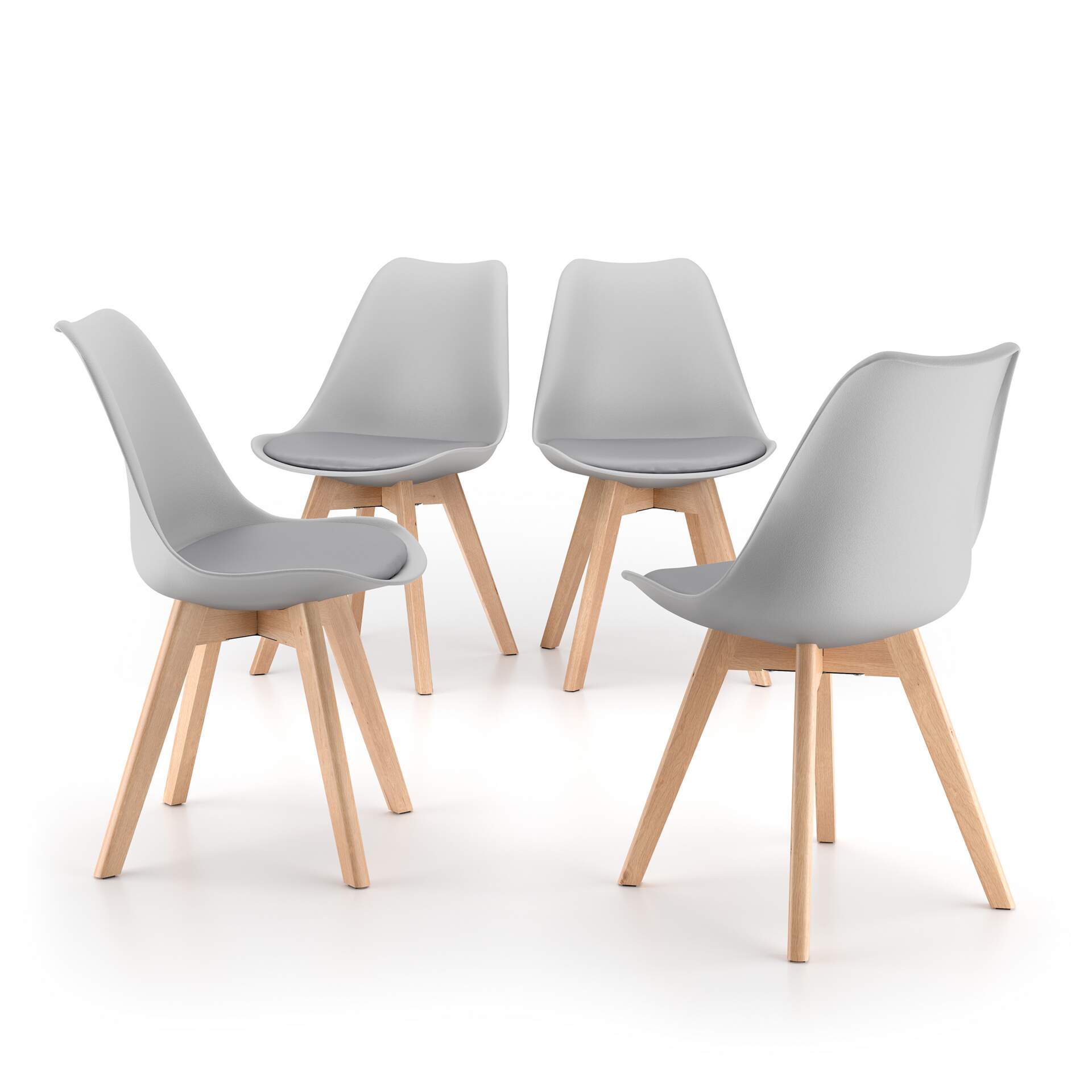 Mobili Fiver Set de 4 sillas en estilo nórdico Greta, gris