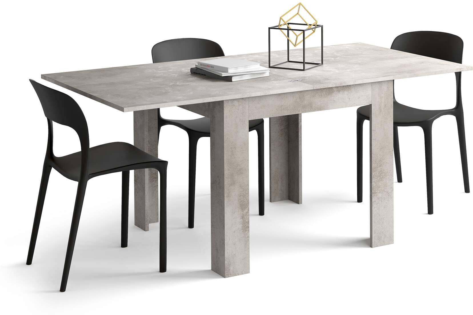 Mobili Fiver Mesa cuadrada extensible Eldorado, 90x(180)x90 cm, color Cemento gris