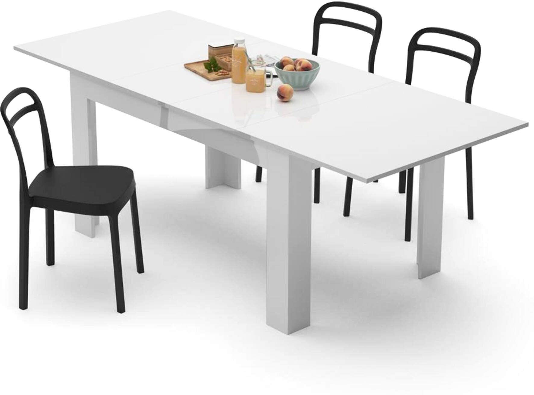 Mobili Fiver Mesa de cocina extensible Easy, 140(220)x90 cm, color Blanco brillante