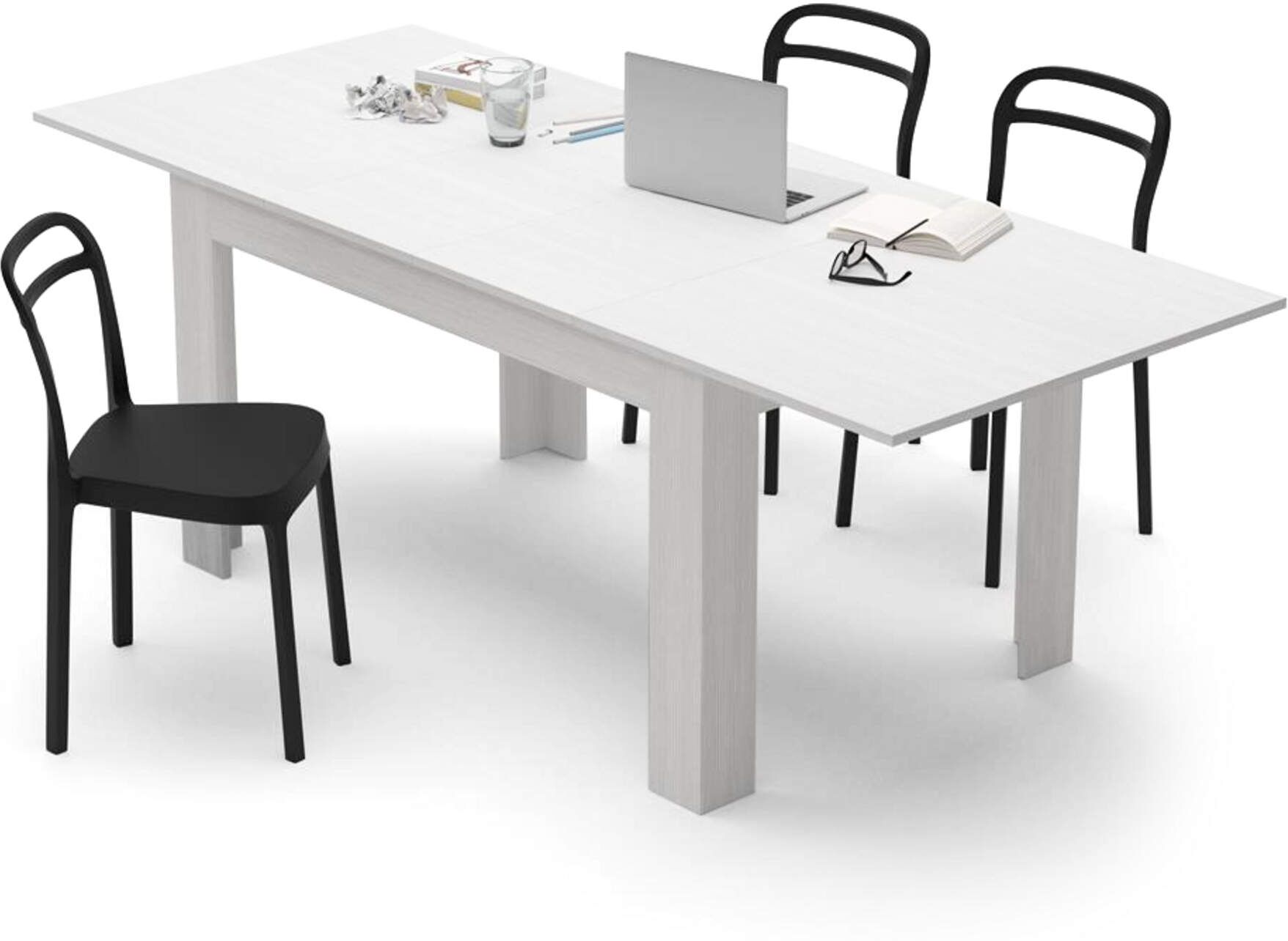 Mobili Fiver Mesa de cocina extensible Easy, 140(220)x90 cm, color Fresno blanco