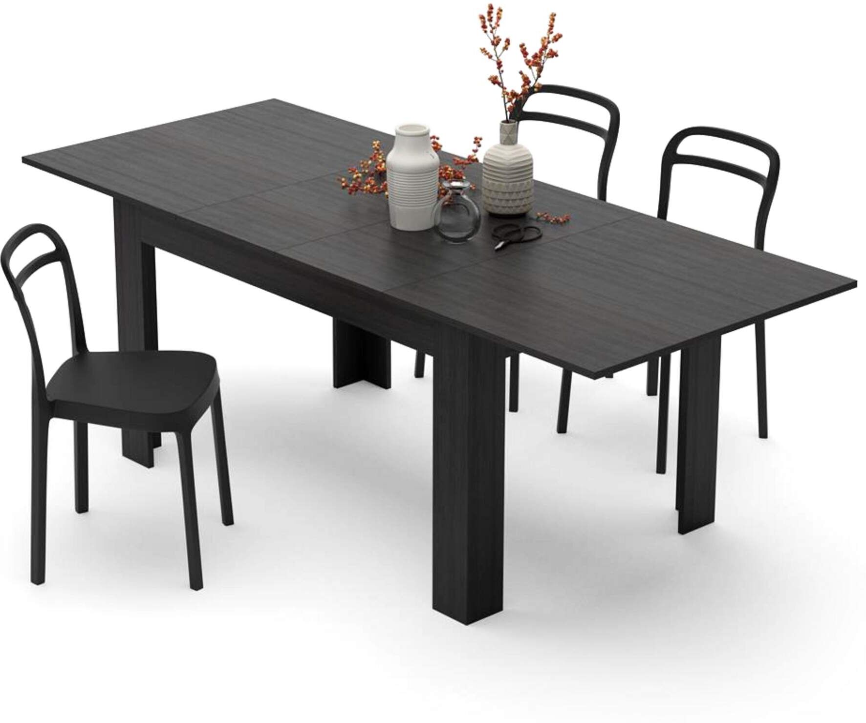 Mobili Fiver Mesa de cocina extensible Easy, 140(220)x90 cm, color Madera negra