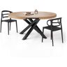 Mobili Fiver Mesa redonda extensible Emma 120-160 cm en color madera rústica con patas cruzadas negras