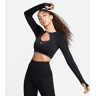 Nike Crop Top Sujetador deportivo de sujeción media con almohadilla - Mujer - Negro (XS)