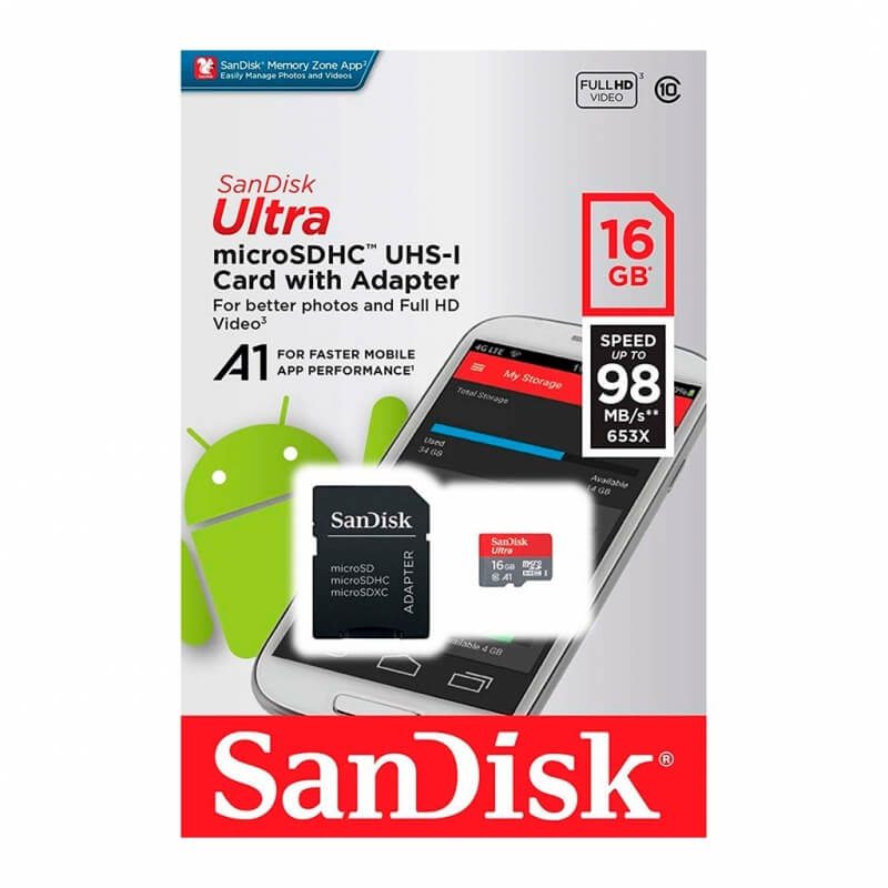 SanDisk ULTRA MICROSDHC 16GB CLASS10 U1 A1 98MB/S
