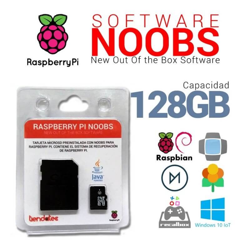 Raspberry Pi SOFTWARE NOOBS PREINSTALADO EN MICROSD 128GB PARA RASPBERRY PI
