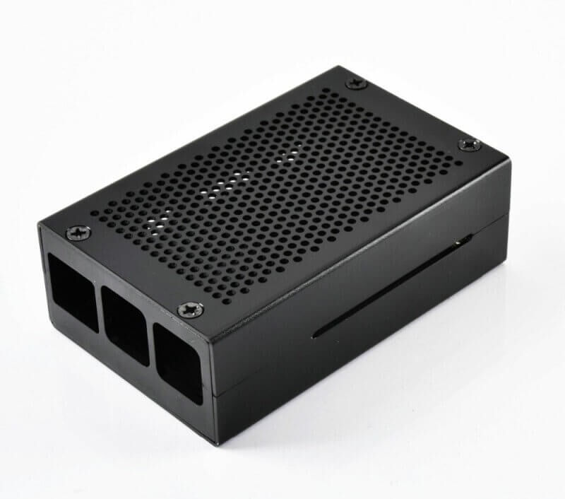 tiendatec CAJA ALUMINIO NEGRA CON REJILLA PARA RASPBERRY PI