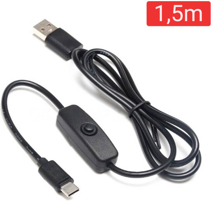 tiendatec CABLE ALIMENTACION USB-C 1,5 METROS CON INTERRUPTOR tiendatec CABLE ALIMENTACION USB-C 1,5 METROS CON INTERRUPTOR