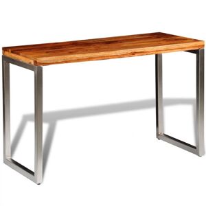 vidaXL mesa de salón o escritorio madera sheesham con patas de acero Mesas Mobiliario
