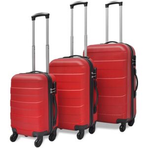 vidaXL set trolley maleta rígida tres uds. rojo Maletas Maletas y bolsos de viaje