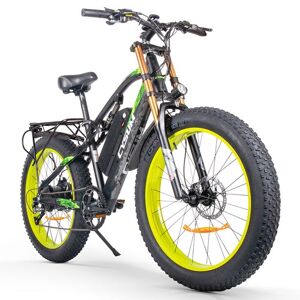 CYSUM M900 Fat Tire Bicicleta eléctrica 48V 1000W Motor de engranajes sin escobillas 17Ah Batería extraíble para rango 50-70 - Negro-Verde