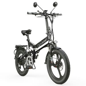 Cyrusher XF590 Bicicleta eléctrica plegable 500W 48V 10 Ah Batería 7 Speed City E-bike - Blanco