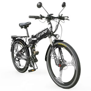 Cyrusher XF770 Bicicleta eléctrica plegable 500W 48V 10 Ah Batería oculta 7 Speed Mountain E-bike - Blanco