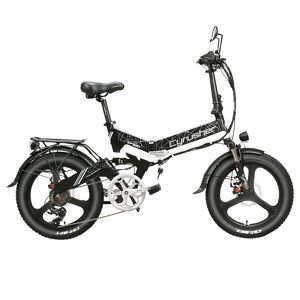 Cyrusher XF590 Bicicleta eléctrica plegable 500W 48V 10 Ah Batería 7 Speed City E-bike - Blanco