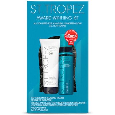 Set de bronceado con auto-bronceador St Tropez - Premiación, Mousse Express, Tan Gradual, Reafirmante Set de bronceado con auto-bronceador St Tropez - Premiación, Mousse Express, Tan Gradual, Reafirmante