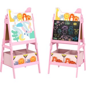 AIYAPLAY Pizarra Infantil de Doble Cara con 2 Cajas de Tela Caballete de Pintura para Niños con Estampado de Animales Rosa AIYAPLAY Pizarra Infantil de Doble Cara con 2 Cajas de Tela Caballete de Pintura para Niños con Estampado de Animales Rosa