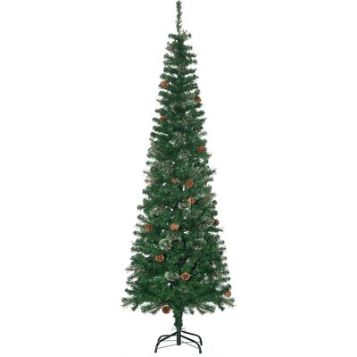 Homcom Árbol de Navidad 195 cm de 556 Ramas Árbol de Navidad Estrecho Forma de Lápiz con 25 Piñas Base Plegable Verde Homcom Árbol de Navidad 195 cm de 556 Ramas Árbol de Navidad Estrecho Forma de Lápiz con 25 Piñas Base Plegable Verde