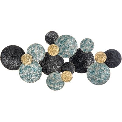 HOMCOM Arte de Pared en Metal Azul, Oro, Negro - Decoración, 133x66cm HOMCOM Arte de Pared en Metal Azul, Oro, Negro - Decoración, 133x66cm