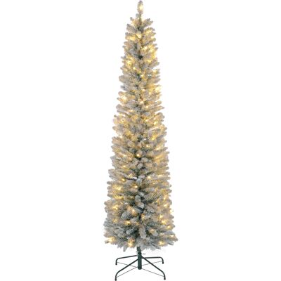 Homcom Árbol de Navidad Artificial Nevado 210 cm con 180 Luces LED 405 Ramas y Soporte de Metal para Salón Verde y Blanco Homcom Árbol de Navidad Artificial Nevado 210 cm con 180 Luces LED 405 Ramas y Soporte de Metal para Salón Verde y Blanco